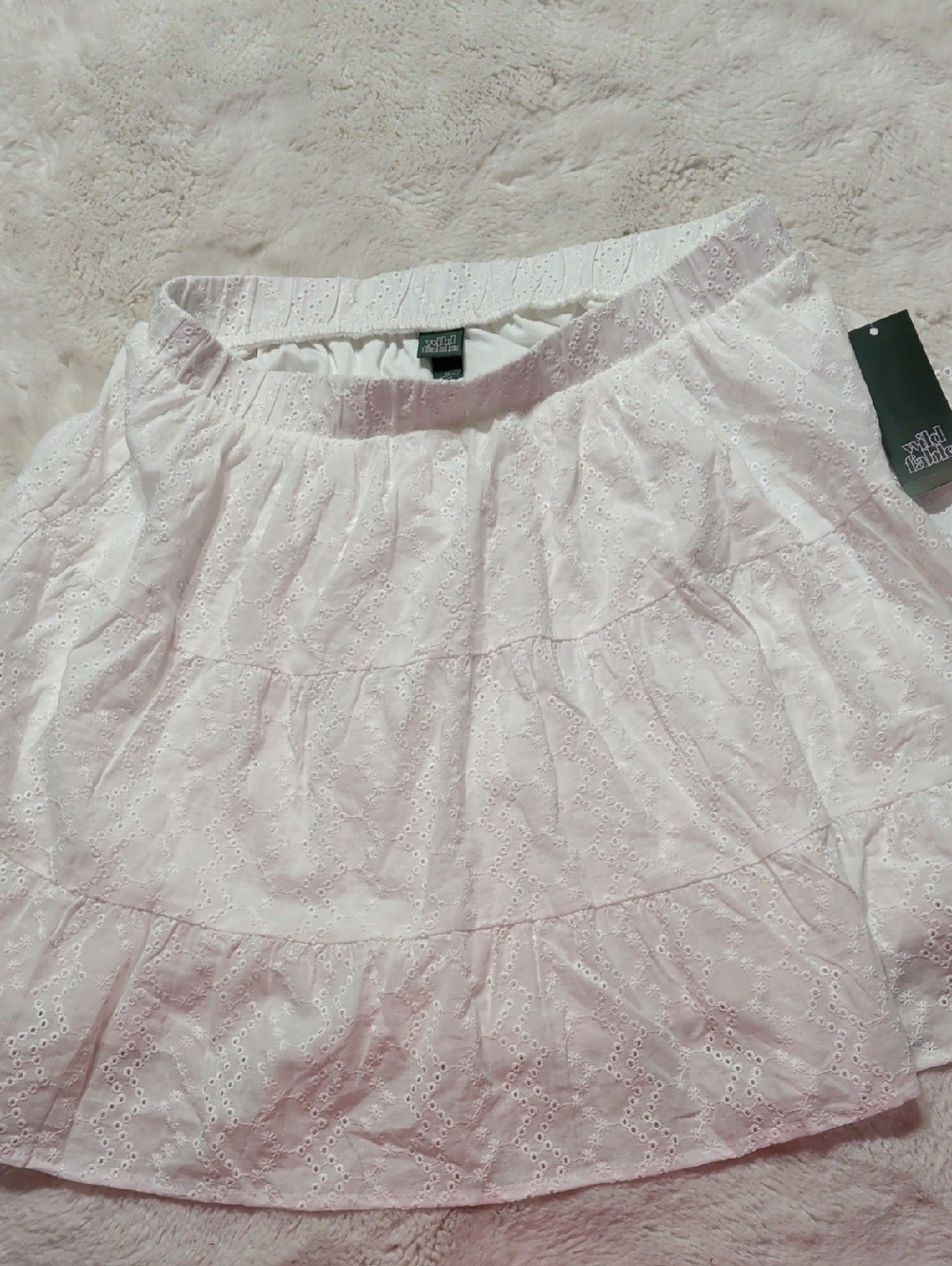 wild fable White Eyelet Tiered‎ Mini Skirt
